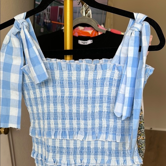 MABLE Chic Light Blue Gingham Mini Dress - Picture 3 of 4